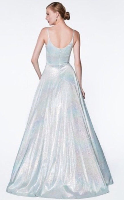 A-line slit gown hologram dress - Fashdime