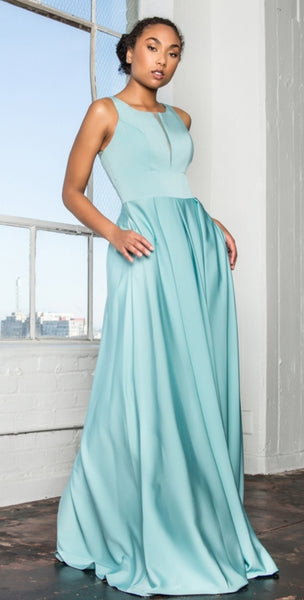 Prom Dress with Notched Scoop and Long Skirt - Fashdime